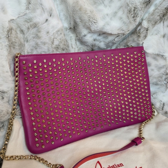 RARE Christian Louboutin Loubiposh Studded Clutch/Shoulder/Crossbody Bag - Picture 3 of 16